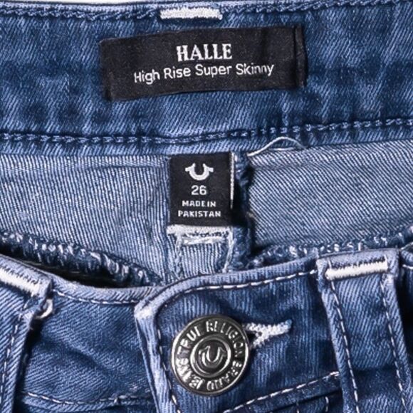 True Religion Jeans Women's Blue Skinny Stretch High Rise Medium Wash Halle 26 - Picture 3 of 11